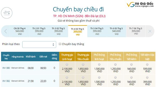Vé máy bay giá rẻ đi Đà Lạt tháng 5 của Vietnam Airlines