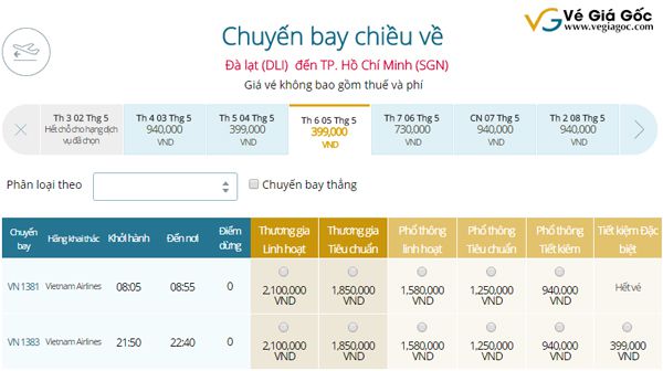 Vé máy bay giá rẻ đi Đà Lạt tháng 5 của Vietnam Airlines