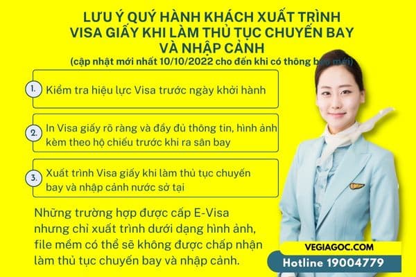 Lưu ý xuất trình Visa Giấy khi làm thủ tục chuyến bay và nhập cảnh