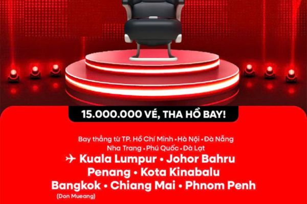 AirAsia mở bán 15 triệu vé ưu đãi đến Đông Nam Á