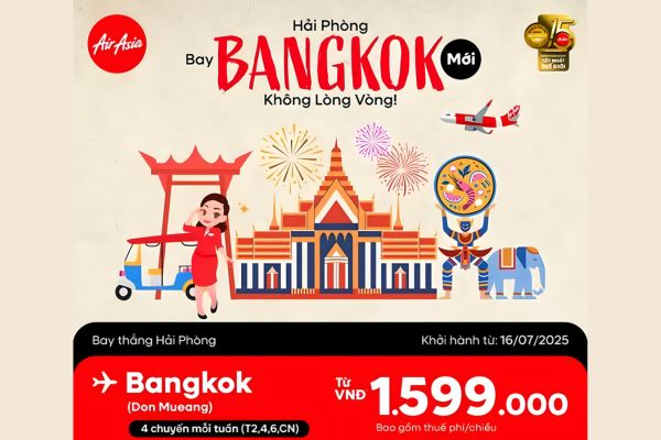 AirAsia mở đường bay Hải Phòng Bangkok