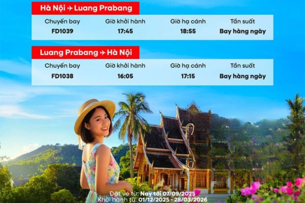 AirAsia mở đường bay mới Hà Nội Luang Prabang Lào