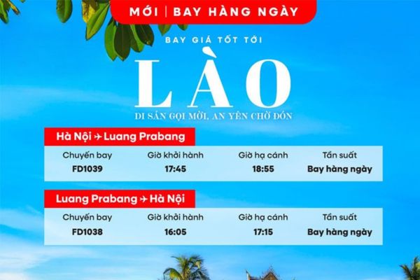 AirAsia mở đường bay mới Hà Nội Luang Prabang Lào