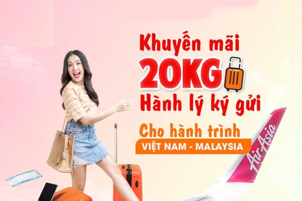 AirAsia tặng 20kg hành lý ký gửi cho chuyến bay đến Malaysia
