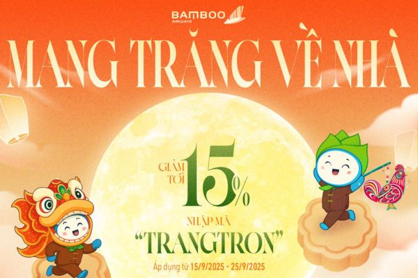 Bamboo Airways khuyến mãi Trung Thu giảm ngay 15% giá vé