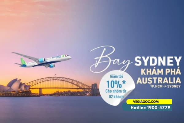 Bamboo Airways giảm 10% vé máy bay giá rẻ đi Úc Sydney