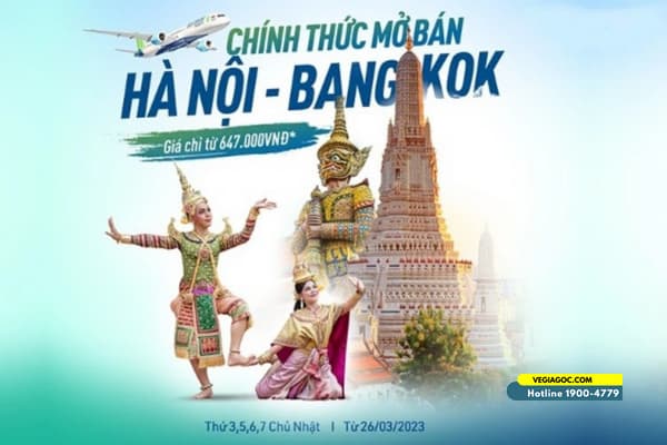 Bamboo Airways ưu đãi vé máy bay Hà Nội đi Bangkok chỉ từ 647k