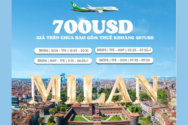 Bay Đến Milan Với EVA Air Ưu Đãi Cực Sốc