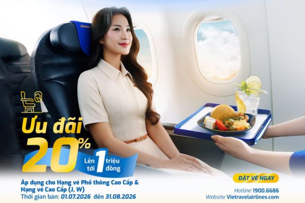 Bay Hạng Cao Cấp Vietravel Airlines Với V&eacute; Gi&aacute; Gốc V&agrave; Ưu Đ&atilde;i Gần 1 Triệu Đồng