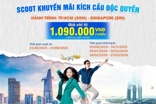 Bay Singapore tiết kiệm cùng Scoot vé chỉ từ 1.090.000đ