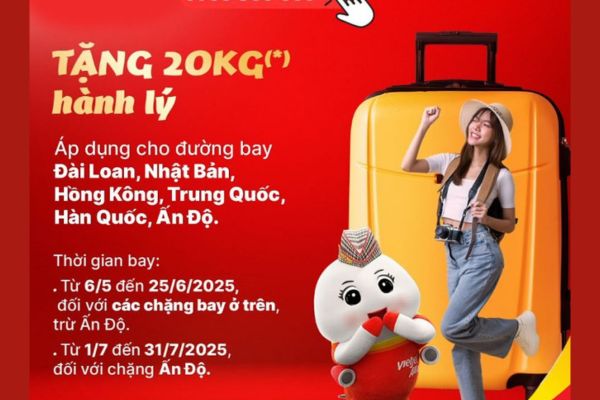 Rộn ràng tháng 5 Bay Vietjet nhận ngay ưu đãi hành lý cực khủng