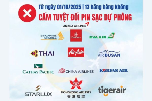 Cảnh báo Pin sạc dự phòng bị cấm trên 13 hãng bay từ tháng 10/2025