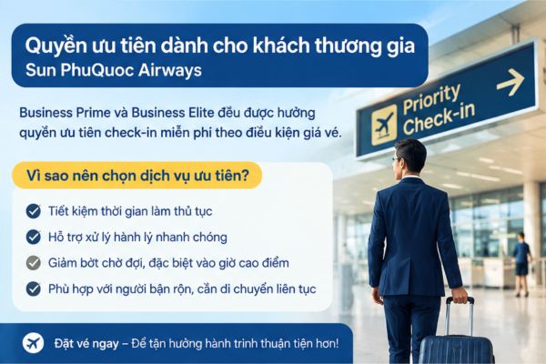 Check-in thương gia Sun PhuQuoc Airways: Kh&aacute;ch được ưu ti&ecirc;n những g&igrave;?