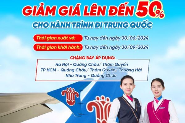 Đặt Vé China Southern Airlines Giảm Giá Đến 50% Chuyến Bay Đến Trung Quốc