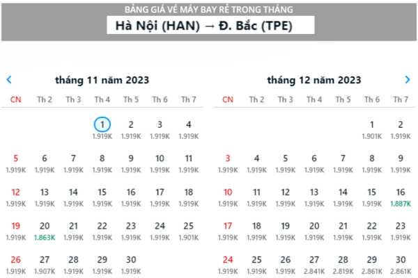 Đặt vé máy bay từ Hà Nội đến Đài Bắc với giá siêu hấp dẫn