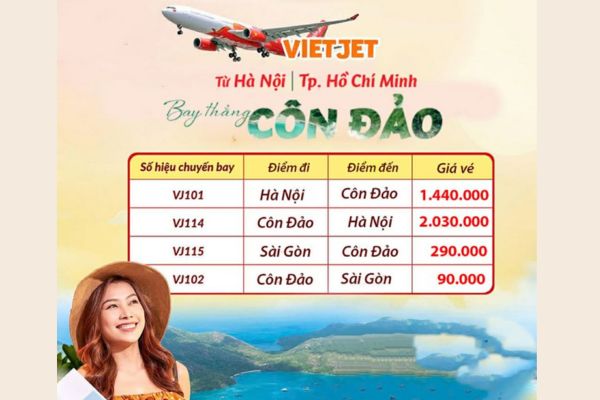 Đường bay thẳng Vietjet Air đi C&ocirc;n Đảo ch&iacute;nh thức khai th&aacute;c trở lại
