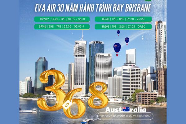 Eva Air Khuyến Mãi Vé Máy Bay Khứ Hồi Đi Brisbane Chỉ 368 USD