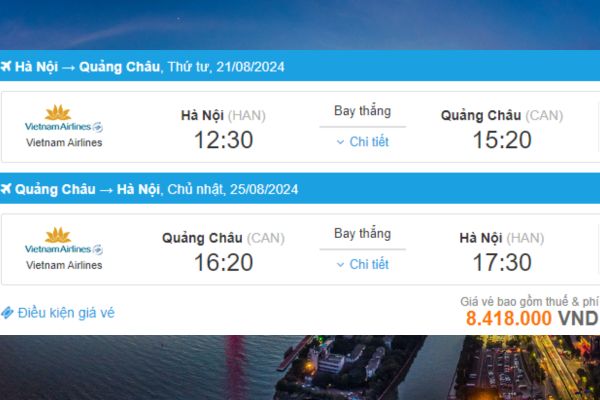 Giá vé hấp dẫn đi Quảng Châu từ Vietnam Airlines chỉ 2.2 triệu đồng