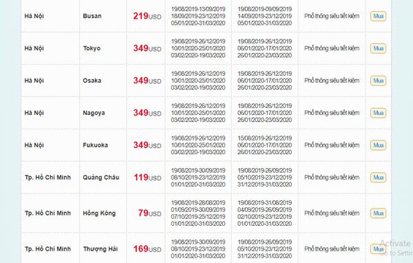 KHUYẾN MÃI MÙA THU VÀNG VIETNAM AIRLINES 2019