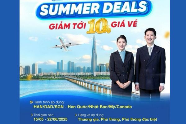 Korean Air Summer Deals Ưu đãi vé máy bay mùa hè lên đến 10%