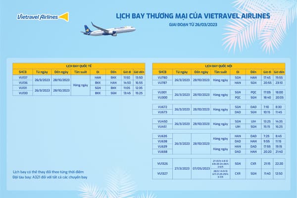 Lịch Bay Vietravel Airlines