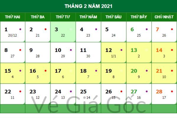 Lịch nghỉ tết 2021