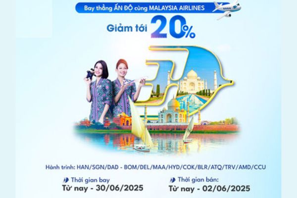 Malaysia Airlines ưu đãi 20% giá vé bay đến Ấn Độ