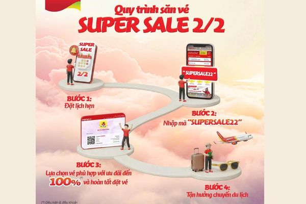 Ng&agrave;y đ&ocirc;i 2.2 Vietjet tung ưu đ&atilde;i giảm đến 100% v&eacute; Eco