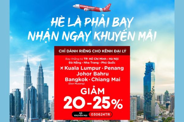 Nhận ngay khuyến mãi 20% – 25% giá vé từ Air Asia