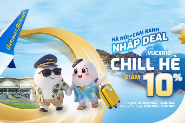 Săn Ngay Ưu Đ&atilde;i 10% Cho Chặng H&agrave; Nội &ndash; Cam Ranh C&ugrave;ng Vietravel Airlines