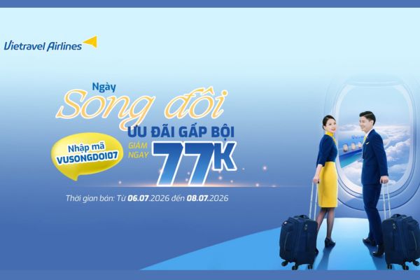 Săn V&eacute; Gi&aacute; Hời Từ Khuyến Mại Ng&agrave;y Song Đ&ocirc;i 07/07 Của Vietravel Airlines