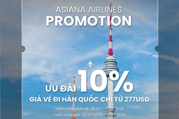 Săn v&eacute; H&agrave;n Quốc si&ecirc;u tiết kiệm c&ugrave;ng Asiana Airlines từ 277USD