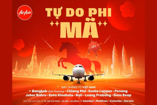 Săn vé máy bay giá rẻ AirAsia khởi hành từ Việt Nam giá chỉ từ 1.349.000đ