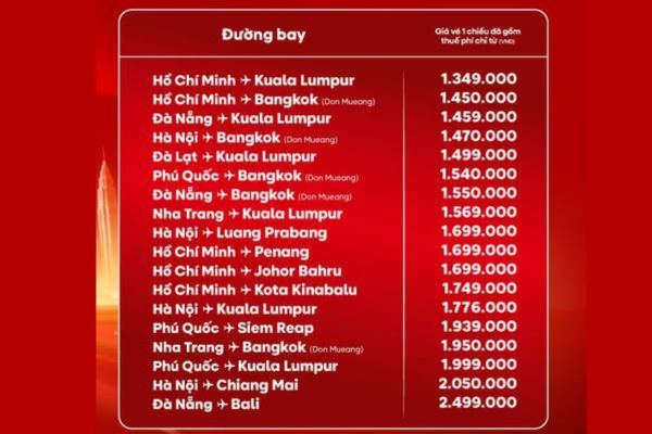 Săn v&eacute; m&aacute;y bay gi&aacute; rẻ AirAsia khởi h&agrave;nh từ Việt Nam gi&aacute; chỉ từ 1.349.000đ