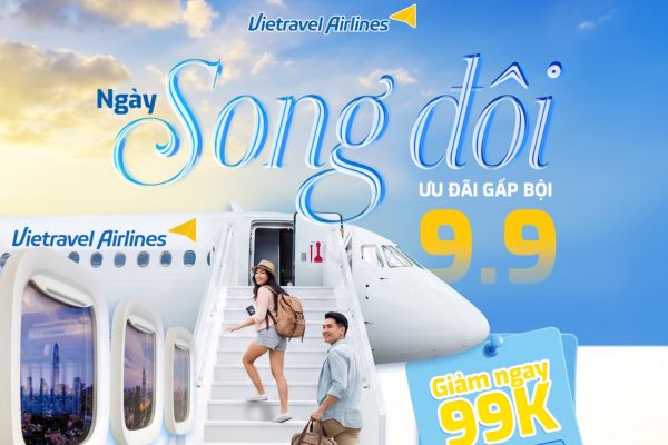 Săn v&eacute; m&aacute;y bay gi&aacute; rẻ với ưu đ&atilde;i giảm 99K từ Vietravel Airlines