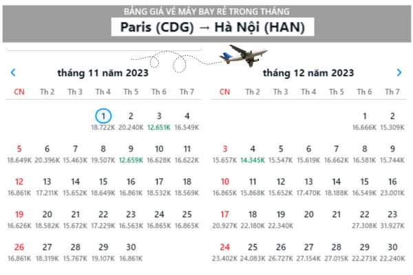 Săn vé máy bay từ Paris về Hà Nội giá rẻ 