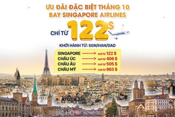 Singapore Airlines tung ưu đãi vé máy bay quốc tế tháng 10 – Cơ hội vàng săn vé rẻ