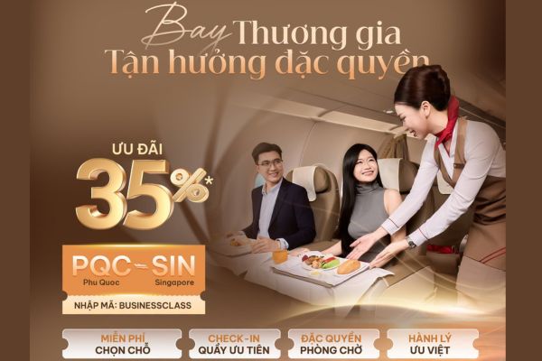 Sun PhuQuoc Airways Khuyến Mãi 35% Vé Thương Gia Đi Singapore
