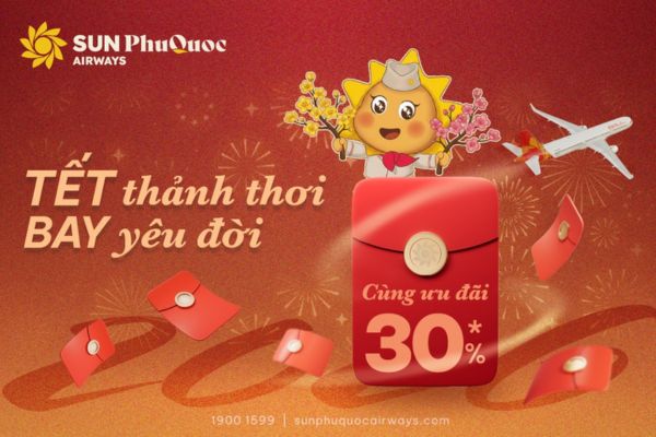 Sun PhuQuoc Airways triển khai dịch vụ vận chuyển mai, đ&agrave;o v&agrave; h&agrave;ng h&oacute;a Tết 2026