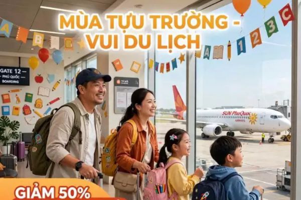 Sun PhuQuoc Airways tung ưu đ&atilde;i 50% v&eacute; trẻ em tr&ecirc;n c&aacute;c chặng bay nội địa