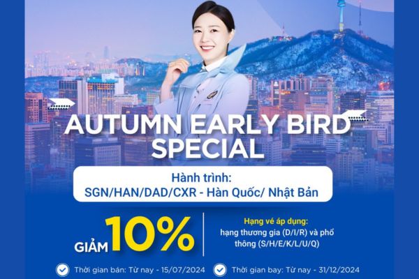 Tiết kiệm lớn với chương trình Autumn Early Bird Special từ Korean Air