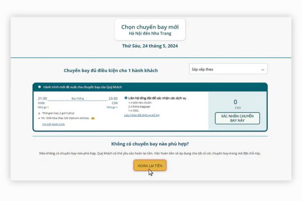 Lưu ý: Nếu hành khách đã mua thêm dịch vụ bổ trợ hoặc dịch vụ đặc biệt, Vietnam Airlines sẽ xem xét và xử lý hoàn các khoản này riêng, sau đó thông báo kết quả đến hành khách.