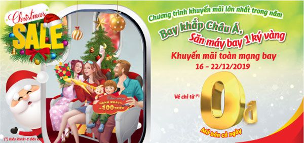 Tưng bừng Săn vé 0 đồng từ Xmas Sale 2019 Vietjet Air