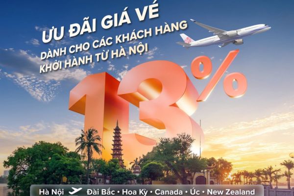 Ưu Đãi Bay Quốc Tế Từ Hà Nội: China Airlines Giảm Đến 13%