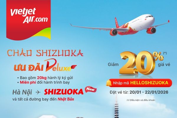 Ưu đãi đặc biệt vé hạng Thương Gia Vietjet chặng Shizuoka