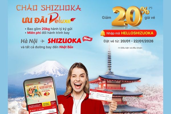 Ưu đ&atilde;i đặc biệt v&eacute; hạng Thương Gia Vietjet chặng Shizuoka