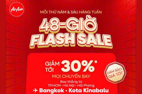 Ưu đãi giới hạn 48h vé máy bay AirAsia giảm giá cực sâu 30%