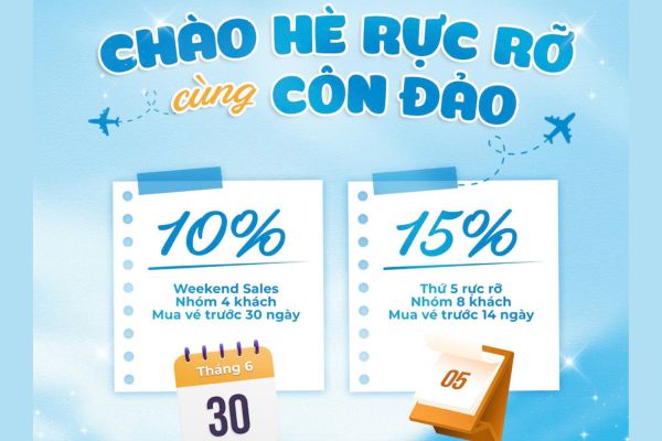 Ưu Đ&atilde;i V&eacute; M&aacute;y Bay Đi C&ocirc;n Đảo: VASCO Giảm Đến 15% Cho H&agrave;nh Kh&aacute;ch