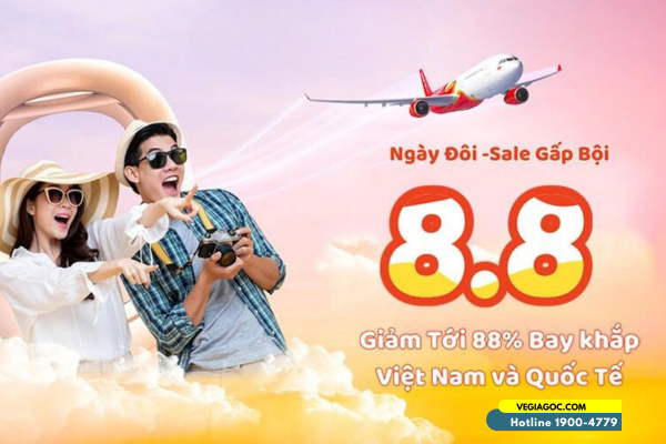 Ưu Đãi Vietjet Air Bay Việt Nam Và Quốc tế 88% Mừng Ngày Đôi 8 Tháng 8