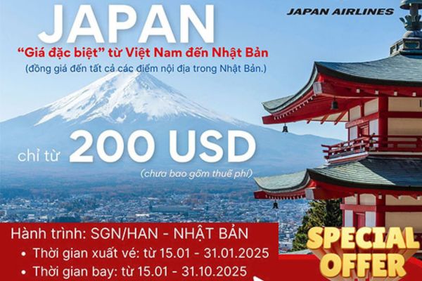 Vé Máy Bay Đến Nhật Chỉ Từ 200 USD Với Japan Airlines